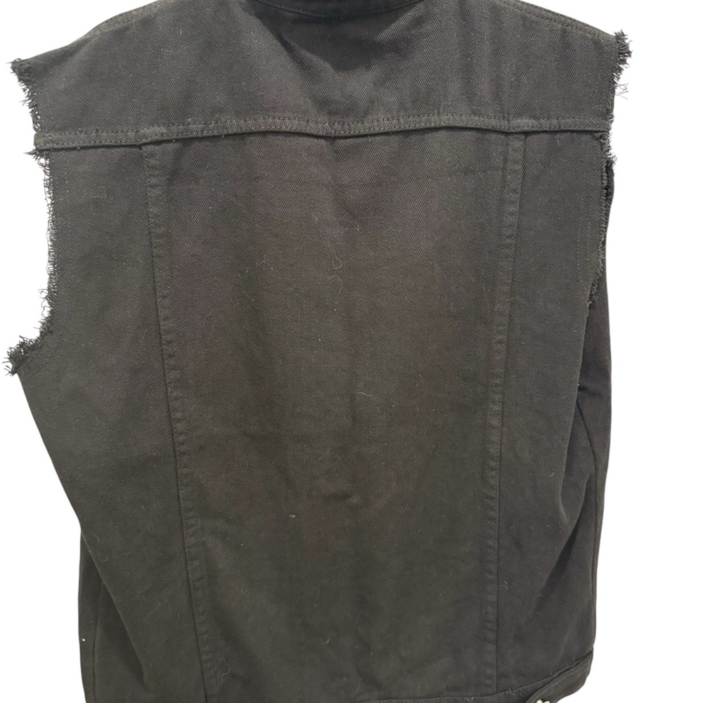 Black Studded Denim Vest - Picture 6 of 8